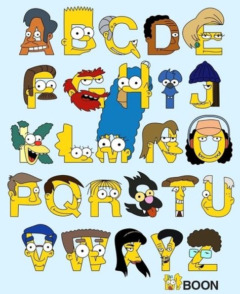 Learning The Alphabets Through Movies - 55+ Designs of abcdefghijklmnopqrstuvwxyz  <3 <3 Drawing Fonts, The Simpsons Characters, Alphabet Art Print, Disney Alphabet, Simpsons Characters, Desain Buklet, Graffiti Alphabet, Alphabet Art, Alphabet Design