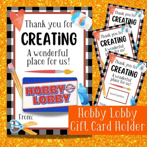 Hobby Lobby Gift Ideas, Hobby Lobby Gift Card, Gift Card Holder Teacher, Teacher Appreciation Gift Card, Volunteer Appreciation, Teacher Christmas Gifts, Teacher Christmas, E Card, Appreciation Gifts