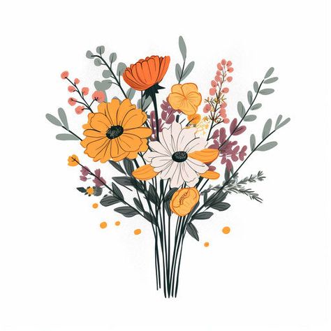 Flower Bouquet Clipart in Minimalist Art Style Artwork: 4K Vector & SVG Flower Bunch Png, Flower Bouquet Illustration, Flower Bouquet Clipart, Flower Bouquet Painting, Bouquet Clipart, Digital Banners, Custom Trophies, Simple Object, Wooden Painting