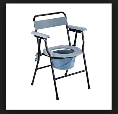 Compact Folding Commode Lightweight Side Chair Bedside Travel Commode NEW  | eBay Toilet Chair, Potty Toilet, Commode Chair, Easy Frame, Powered Wheelchair, Shower Seats, Folding Beds, Laptop Table, Chrome Frame