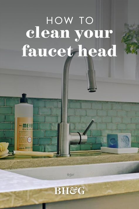 How To Clean Faucet Head, Clean Faucet Head, Remove Water Spots, Hard Water Spots, Cleaning Faucets, Brown Note, Cleaning Advice, Household Management, Vinegar Cleaning