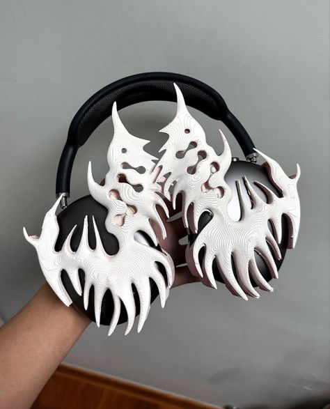 Airpods Max Accessories 3d, Airpod Max Attachment, Cybercore Clothing, Airpod Max Accessories, Headphones Attachment, Headphone Attachment, Headphone Ideas, Airpods Pro Max, White Airpods