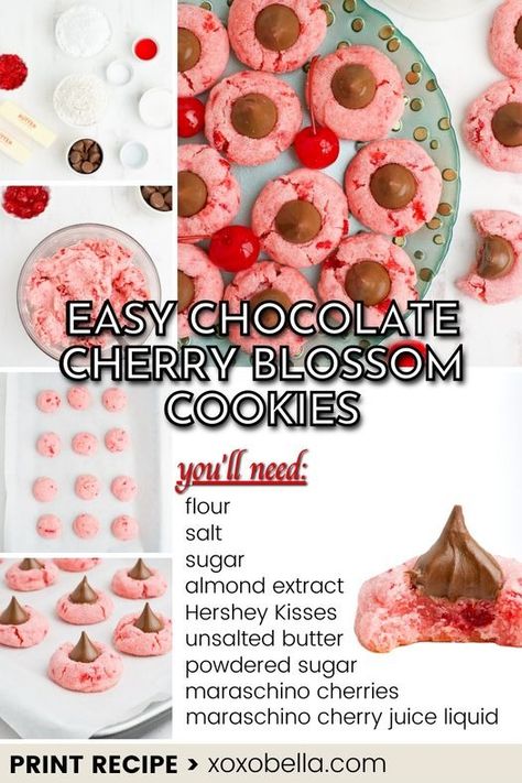 BellaBucchiotti - Chocolate cherry blossom cookies pair the sweet,... | Facebook Chocolate Cherry Blossom Cookies, Blossoms Cookies, Cherry Blossom Cookies, Cherry Cookies Recipes, Chocolate Cherry Cookies, Cherry Cookies, Blossom Cookies, Sweet Cherries, Chocolate Cherry