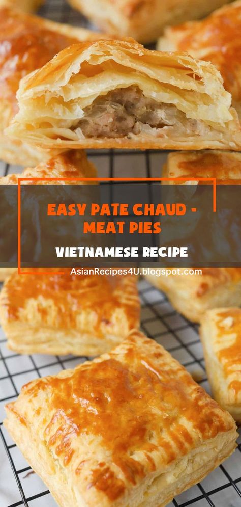 Pâté chaud, or bánh patê sô is a Vietnamese hot pastry pie made with a puff pastry that is buttery and flaky with a delicious ground pork filling. It’s a great snack for your little ones or a savory breakfast to enjoy with your morning cup of joe. #Vietnamese #Recipes #Easy #Meat Pate Chaud Vietnamese, Meat Puff Pastry Recipes, Casseroles Keto, Stir Fry Meat, Meat Pie Recipe, Paleo Breakfast Recipes, Cool Food Ideas, Vietnamese Dishes, Easy And Healthy Breakfast