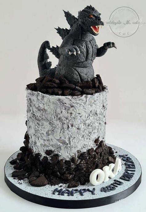 Godzilla Cake Pops, Godzilla Cake, Godzilla Party, Godzilla Birthday Party, Godzilla Birthday, Cookies And Cream Cake, Parties Ideas, Decorated Cakes, Cake Images