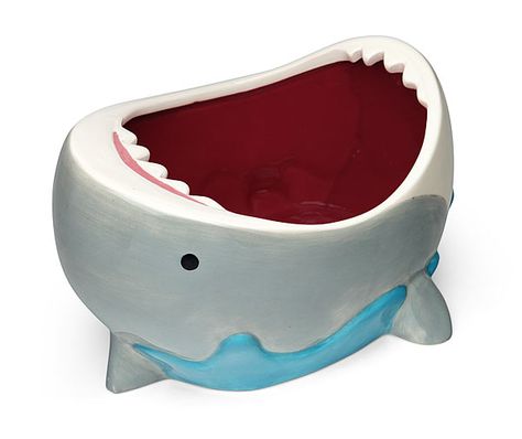 Shark Attack Bowl Shark Week Party, Geek House, Goldfish Bowl, Shark Lover, Shark Party, Think Geek, Take My Money, Shark Week, White Bowls