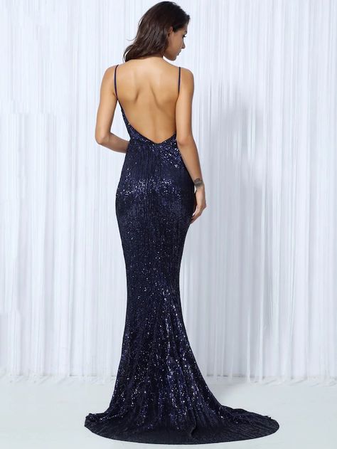 Navy Blue Sequin Dress, Backless Sequin Dress, Sequin Long Dress, Sparkly Dresses, Gowns Elegant, Junior Prom, Blue Sequin Dress, Sequin Formal Dress, Diamond Dress