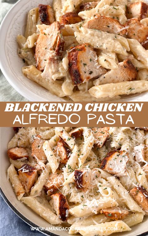 Zatarains Blackened Chicken Alfredo Recipe, Blackened Chicken Pasta Salad, Easy Blackened Chicken Alfredo, Blacken Chicken Recipes, Blacken Chicken Alfredo, Blacken Chicken Pasta, How To Season Chicken For Alfredo, Blackened Chicken Alfredo Recipe, Spicy Chicken Alfredo Pasta