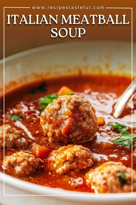 A hearty and comforting soup featuring savory meatballs, fresh vegetables, and flavorful broth. Perfect for a cozy family dinner! Soup With Meatballs, Italian Meatball Soup, Homemade Italian Meatballs, Meatball Soup Recipes, Savory Meatballs, Italian Meatball, Comforting Soup, How To Cook Meatballs, Meatball Soup