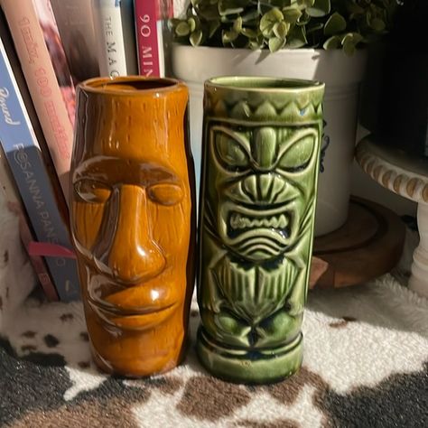 Vintage Tiki Cups Tiki Cups, Tiki Glasses, Tropical Night, Tiki Mugs, Tall Mug, Vintage Tiki, Art Class, Mug Cup, My Vibe