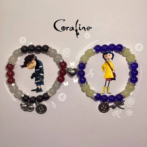 * Caroline and Wybie * matching Bracelet Available in Store #coraline #coralinejones #wybie #braceletsoftheday #bracelets #pulseiras #matchingbracelets #couplesbracelets #beadedbracelets #braceletsofinstagram #jewlerygram #coralineandwybie #wybielovat #timburton #explorepage #explorepage✨ #fyp #viral #coralineedit #coralinecosplay #laikastudios #laika #postsofinstagram #posts Caroline And Wybie, Coraline Bracelet, Coraline And Wybie, Laika Studios, Coraline Aesthetic, Matching Couple Bracelets, Halloween Dance, Coraline Jones, Anime Jewelry