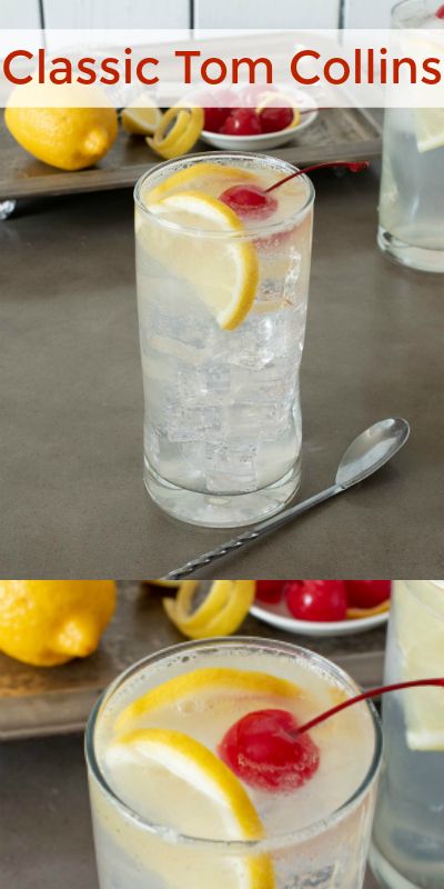 Drinks With Gin, Tom Collins Drink Recipes, Tom Collins Recipe, Tom Collins Cocktail, Harvey Wallbanger, Hot Chocolate Fudge, Single Serve Desserts, Gin Drinks, Tom Collins