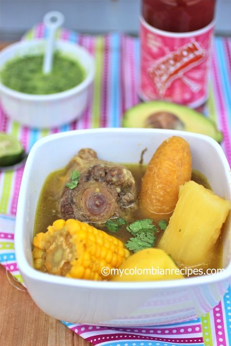 Sancocho de Cola (Oxtail Colombian Soup) Yummy!!!! I use to make this for my kids and hubby they love this!! Colombian Sancocho Recipe, Colombian Soup, Sancocho Recipe, Sancocho Colombiano, Columbian Recipes, Colombian Dishes, Colombian Recipes, Colombian Cuisine, Oxtail Soup