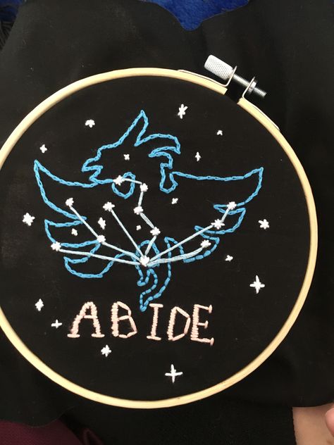 I did one of my own! #Abide #restoration  #embroidery  #beginners  #skyrim Skyrim Embroidery, Embroidery Beginners, Skyrim, Embroidery Ideas, Alex And Ani Charm Bracelet, Charm Bracelet, Embroidery