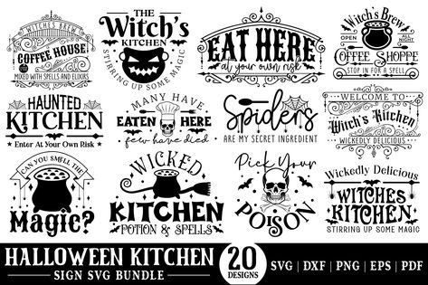 Halloween Witch Kitchen Decor, Halloween Food Signs, Halloween Party Food Signs, Halloween Kitchen Signs, Halloween Menu Signs, Halloween Sign, Halloween Street Signs, Kitchen Witch Decor Signs, Witches Brew Svg