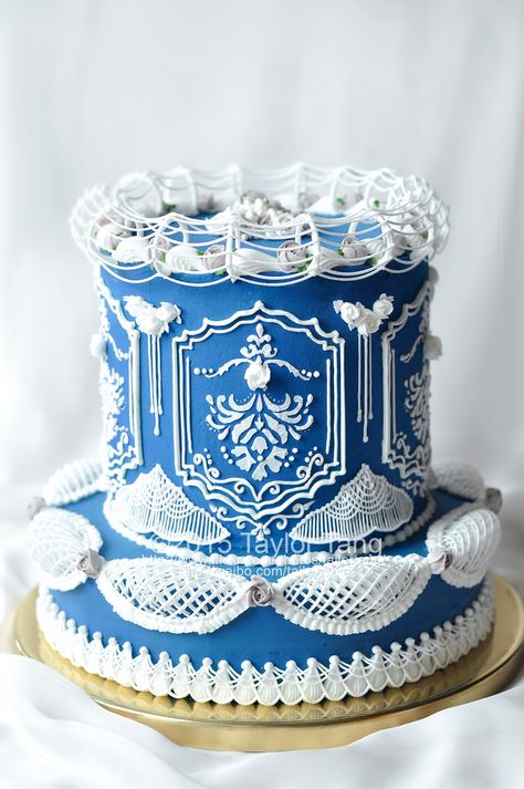 Royal Icing Cakes, Royal Cakes, Blue And White Wedding, Cupcakes Decorados, Elegant Wedding Cakes, Pretty Birthday Cakes, Cake Icing, Just Cakes, Gorgeous Cakes