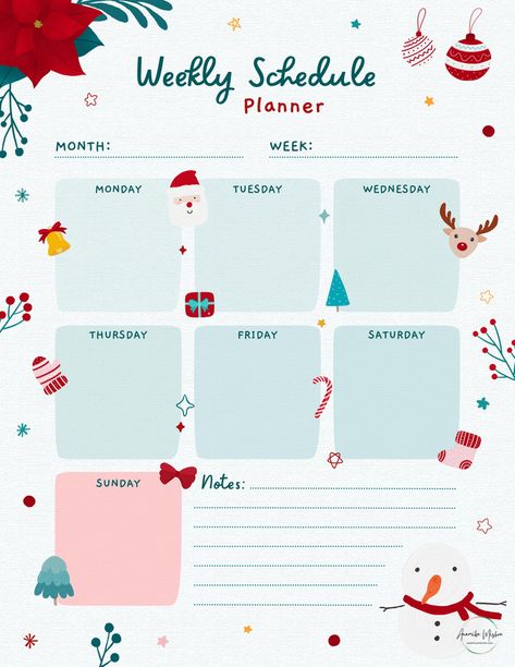 Weekly Meal Plan Template, Free Planner Templates, Weekly Schedule Planner, Week Schedule, Weekly Meal Plan, Weekly Planner Template, Schedule Planner, Christmas Planner, Weekly Schedule