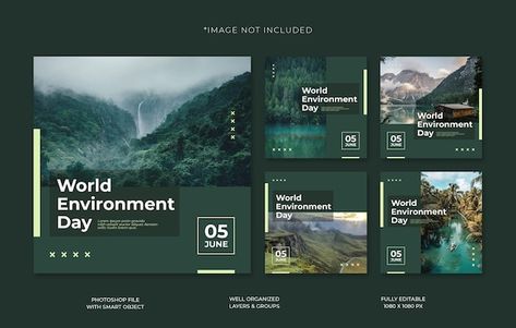 World environment day social media post ... | Premium Psd #Freepik #psd #background #banner #business #tree Environment Instagram Post, Green Social Media Post, Nature Social Media Design, Social Media Grid Design, Social Media Advert, Social Media Summer, Real Estate Marketing Design, Green World, Social Media Post Template