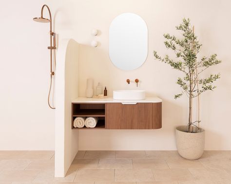 Waverley Curved Vanity | ADP Renovation Planner, Architectural Designer, V Groove, Inset Basin, Designer Products, Wall Hung Vanity, Bathroom Basin, Laundry In Bathroom, Cherry Pie