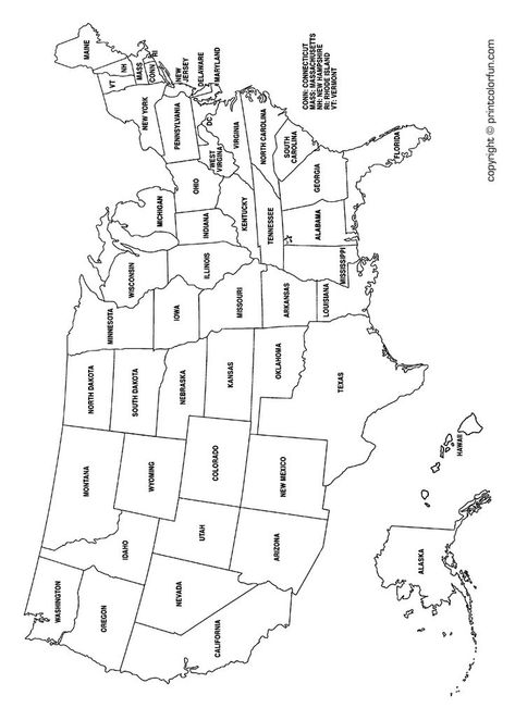 United States Map Printable, Us Map Printable, Us State Map, Map Worksheets, States And Capitals, Map Printable, Homeschool Geography, Flag Coloring Pages, Map Outline