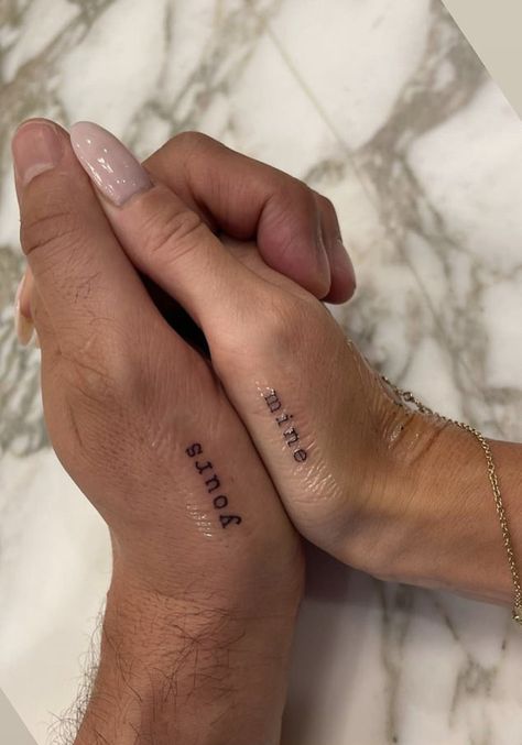 Dainty Marriage Tattoos, His Hers Tattoos Couple, Husband Writing Tattoo, Matching Half Tattoos, Tattoos With Significant Other, Wedding Matching Tattoos, Matching Puzzle Tattoo, Small Meaningful Couple Tattoos, Secret Lovers Tattoo Ideas