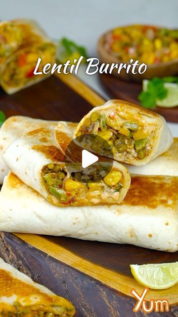 Yum on Instagram: "Lentil Burrito  #reels #homemade #burrito #tasty" Veg Burrito Recipe, Indian Burrito, Lentil Burrito, Burritos Recipe, Chicken Burritos, Vegetarian Snacks Recipes, Paneer Recipes, Health Dinner, Vegetarian Snacks