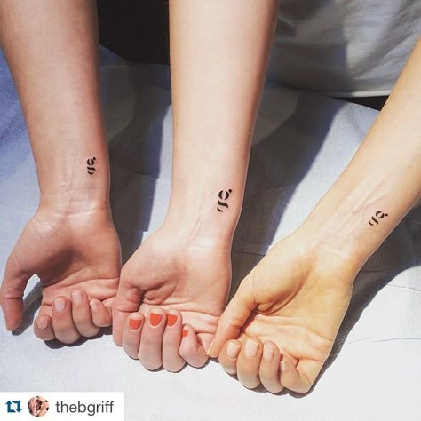 15 Tattoos For Sisters That Go Above And Beyond An Infinity Symbol Or A Heart Friendship Tattoos For 3, Siblings Tattoo For 3, Sibling Tattoo Ideas, Last Name Tattoos, Group Tattoos, Ankle Tattoo For Girl, Sister Tattoo Designs, Matching Friend Tattoos, Simple Tattoos For Women