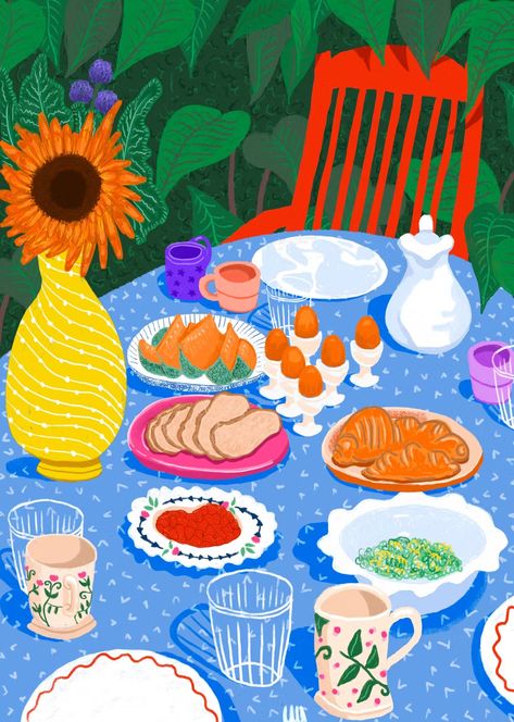 Gisele Murias - Good Illustration Agency Still Life Practice, Table Still Life, Table Illustration, Recipe Illustration, Animated Food, Slow Art, Product Illustration, Photography Collage, Painting Gouache