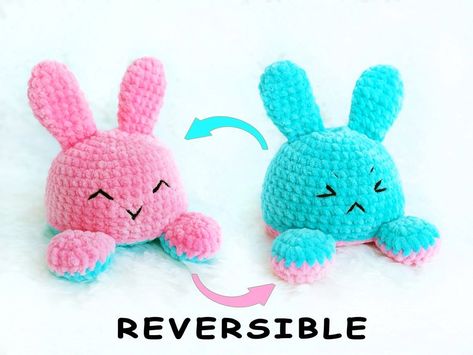 Crochet Bunny Patterns, Free Crochet Bunny, Reversible Crochet, Bunny Patterns, Bunny Amigurumi, Crochet Hack, Crochet Disney, Crochet Bunny Pattern, Crochet Amigurumi Free