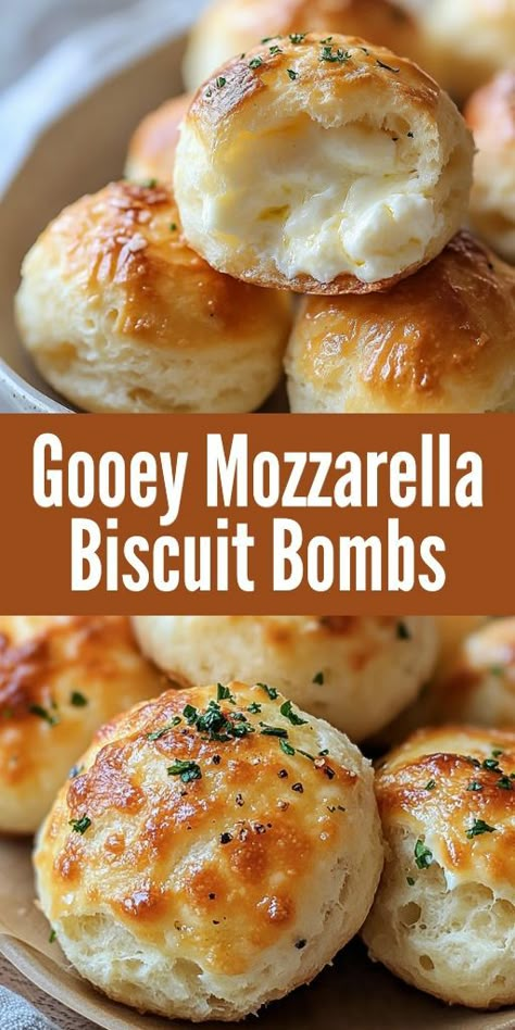 Meet your new favorite party appetizer: Gooey Mozzarella Biscuit Bombs! 🧄🧀 These cheesy, garlicky bombs are stuffed with mozzarella and baked to golden perfection. Perfect for game day, holiday gatherings, or anytime you’re craving something cheesy! Easy, quick, and always a crowd-pleaser. Save this pin for your next appetizer idea! 📌 #MozzarellaBombs #EasyAppetizers #CheesyGoodness #PartySnacks #GameDayFood #FingerFood #QuickAndEasy #SnackTime Ms Recipes, Game Day Foods, Pillsbury Biscuits, Savory Breads, Bombe Recipe, Crescent Roll Recipes, Quick Appetizers, Biscuit Recipes, Bread Appetizers