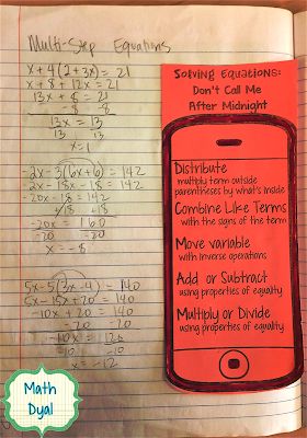 Math Dyal: Solving Equations Mnemonic Device Mnemonic Devices, Teaching Algebra, School Algebra, Sixth Grade Math, Math Interactive, Maths Algebra, Math Interactive Notebook, Solving Equations, Secondary Math