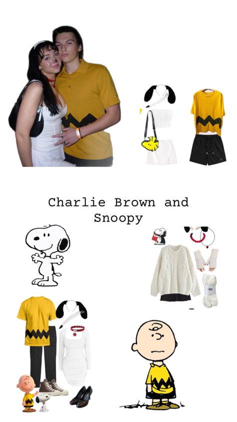 Halloween couples costume idea Snoopy And Charlie Brown Costume, Snoopy Costume Diy, Snoopy Halloween Costume, Tom And Jerry Costume, Charlie Brown Halloween Costumes, Snoopy Costume, Charlie Brown Costume, Halloween Couples Costume, Halloween Fits