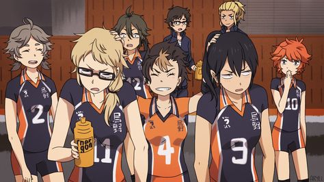 Female Karasuno Team Anime Quizzes, Haikyuu Genderbend, Haruichi Furudate, Volleyball Anime, Haikyuu Karasuno, Haikyuu Ships, Anime Akatsuki, Haikyuu Characters, Haikyuu Fanart