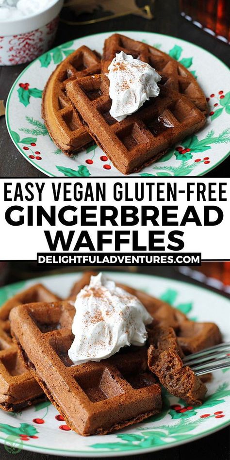 Vegan Gluten Free Gingerbread, Gingerbread Waffles, Vegan Brunch Recipes, Vegan Gluten Free Breakfast, Gluten Free Gingerbread, Vegan Gingerbread, Fall Vegan Recipes, Vegan Breakfast Easy, Vegan Baking Recipes