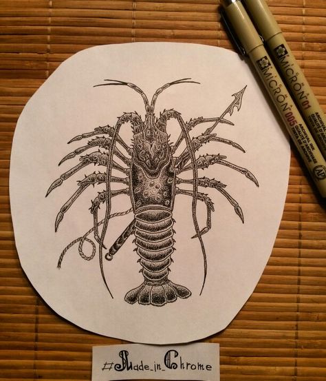 Crayfish Tattoo, Lobster Tattoo, Theme Tattoos, Linework Drawing, Taurus Tattoos, Sketch Tattoo, Tattoo Style Drawings, Leg Tattoo, Traditional Tattoos