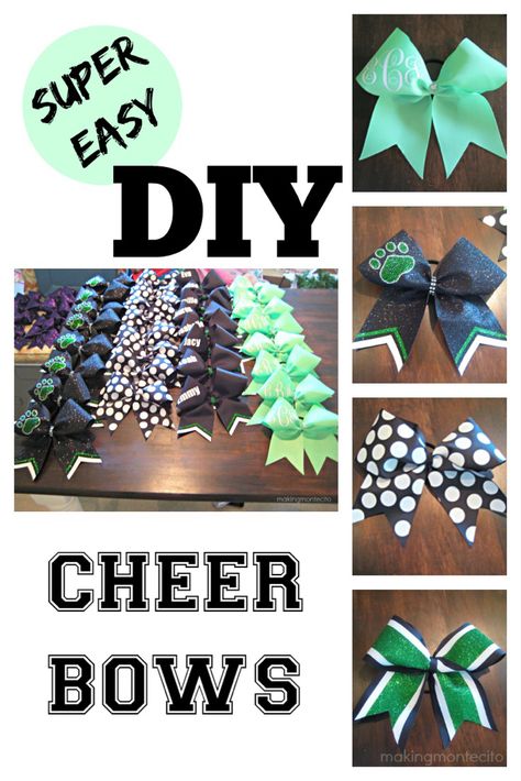 Cheer Bow Tutorial, Easy Cheers, Cheer Bows Diy, Cute Cheer Bows, Hair Bow Instructions, Custom Cheer Bows, Cheer Team Gifts, Cheer Hair Bows, Glitter Cheer Bow