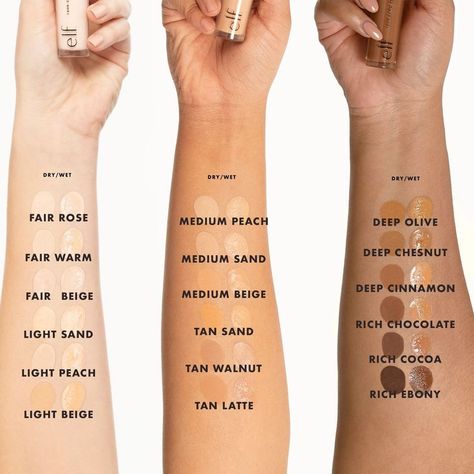 Elf 16hr Camo Concealer, Elf Concealer, Drugstore Concealer, Foundation Swatches, Tarte Shape Tape Concealer, E.l.f. Cosmetics, Shape Tape Concealer, Concealer Shades, Best Concealer