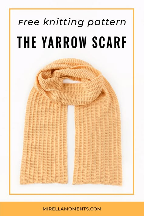 Knitting pattern for the Yarrow Scarf. The Yarrow scarf is a simple knitting project. This scarf is knitted flat using knit and purl stitches and has neat chain edges. Easy Scarf Knitting Patterns, Simple Knitting, Intermediate Knitting Patterns, Scarf Knitting Pattern, Advanced Knitting, Cable Knitting Patterns, Knitting Patterns Free Beginner, Knitting Patterns Free Scarf, Simple Scarf