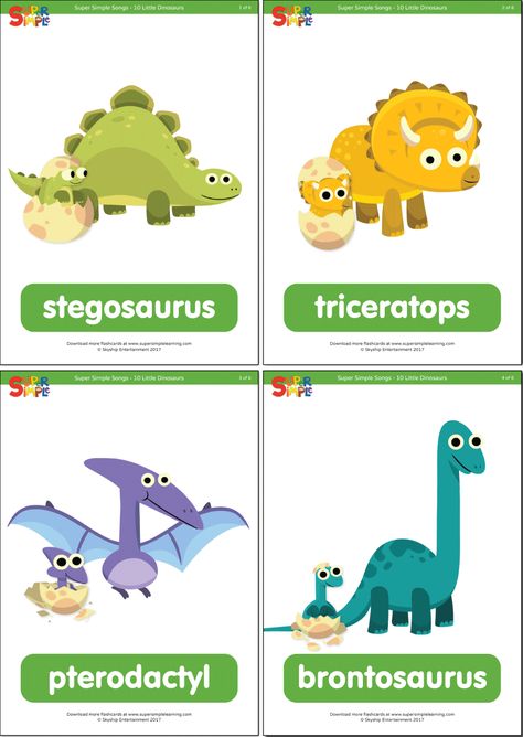 10 Little Dinosaurs | Super Simple Songs Dinosaur Types For Kids, Types Of Dinosaurs Preschool, Dinosaurs Names And Pictures, Dinosaur Inquiry, Names Of Dinosaurs, Dinosaurs For Toddlers, Dinosaur Preschool, Thema Dino, Dinosaur Theme Preschool