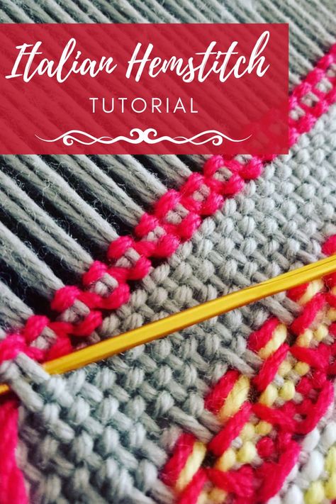 Weaving Hem Stitch, Hem Stitch Weaving, Knot Weaving, Handweaving.net Pattern, Weaving Stitches, Rigid Heddle Weaving Projects, Tapestry Loom Weaving, Rigid Heddle Weaving Patterns, Yarn Tutorials