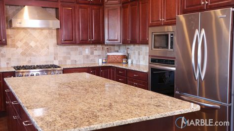 Giallo Ornamental Granite Kitchen Counters Giallo Ornamental Granite Kitchen, Giallo Ornamental Granite, Color Tile Backsplash, Granite Kitchen Counters, Types Of Granite, Metal House Plans, Granite Bathroom, Kitchen Remodel Countertops, Kitchen Granite