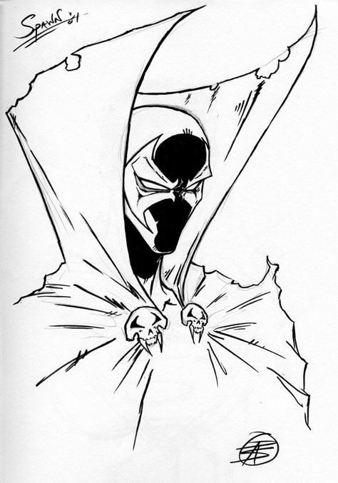 spawn by FooRay.deviantart.com on @deviantART Spawn Artwork, Marvel Art Drawings, Spawn Comics, Comic Art Sketch, Simpsons Drawings, Comic Tattoo, Comic Book Art Style, Graffiti Style Art, Dark Art Tattoo