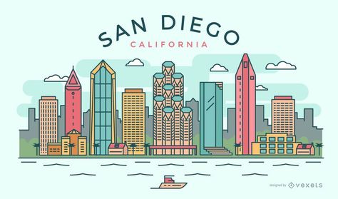 Stroke San Diego skyline Check more at https://vectorstockfree.com/stroke-san-diego-skyline/ San Diego Tattoo, Buildings Modern, San Diego Skyline, San Diego Art, San Diego Food, Office Entry, Skyline Silhouette, Downtown San Diego, Cool Instagram