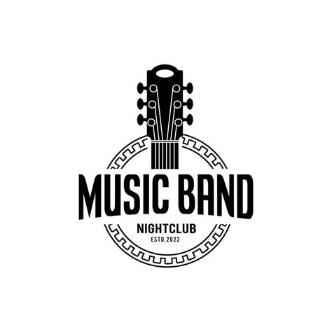 Music School Logo, Banner Logo Design, Music Logo Inspiration, Band Logo Design, Banner Logo, Music Club, Logo Retro, Ribbon Banner, Musical Band