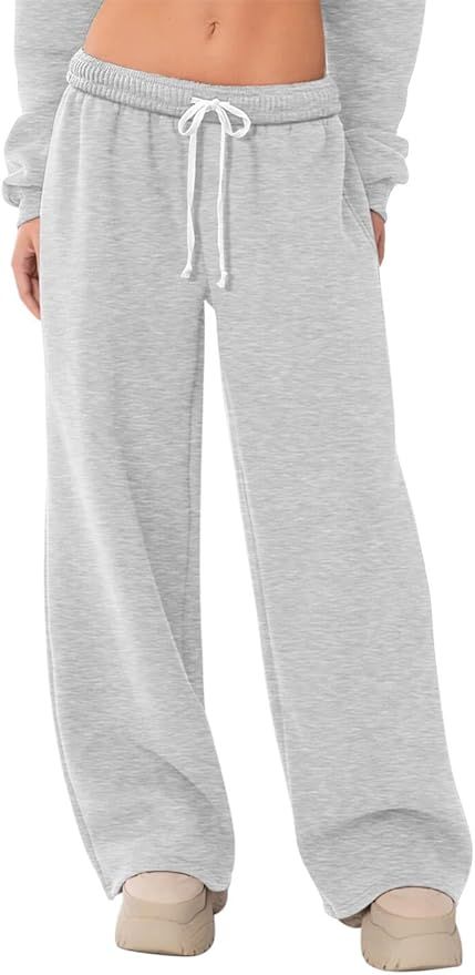 Amazon.com: HeSaYep Women's Fleece Lined Sweatpants Wide Leg Baggy High Waisted Sweat Pants Drawstring Lounge Trousers Y2K Straight Leg Sherpa Pants White S : Clothing, Shoes & Jewelry Sweatpants Wide Leg, Pants With Pockets, Best Amazon, Womens Fleece, Sweat Pants, Wide Pants, White Pants, Drawstring Pants, Womens Sweatpants