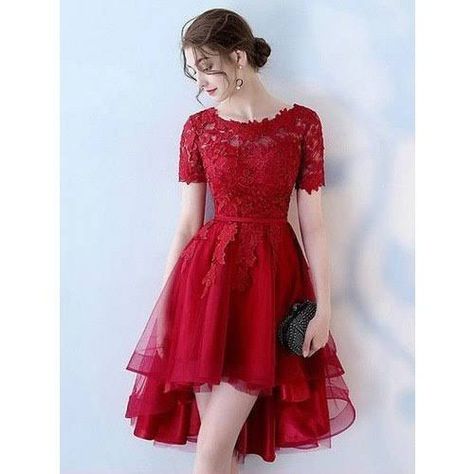 A Line Dress Party, Short Gowns Dresses, Pretty Red Dresses, Beautiful Short Dresses, Short Dress Design, Red Color Dress, Red Short Dress, Modest Homecoming Dresses, Short Dresses Party