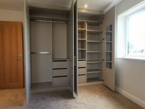 Interiors of 4 Door Wardrobe - Discover organization and elegance. Fitted Wardrobe Inside, 4 Door Wardrobe Design Inside, Deep Wardrobe Solutions, Inside Wardrobe Ideas, Inside Wardrobe Storage Ideas, Wardrobe Inside Design Storage, 4 Door Wardrobe Design, Inside Wardrobe, Wardrobe Inside Design