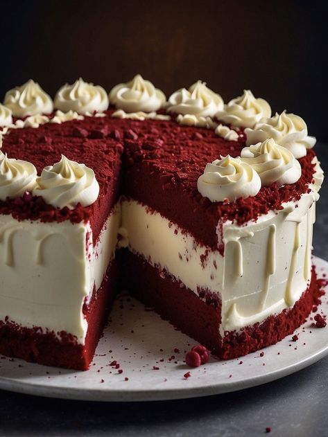 Red Velvet Cheesecake Recipe, Bolo Red Velvet Receita, Sweets For Diabetics, Bolo Red Velvet, Velvet Cheesecake, Red Velvet Cheesecake, Single Serve Desserts, Delicacy Food, Sweet Pastries