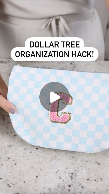 Diy Clear Bag, Liz Fenwick Diy, Liz Fenwick, Dollar Tree Organization, Varsity Letters, Dollar Tree Haul, Tree Bag, Dollar Tree Hacks, Dollar Tree Finds