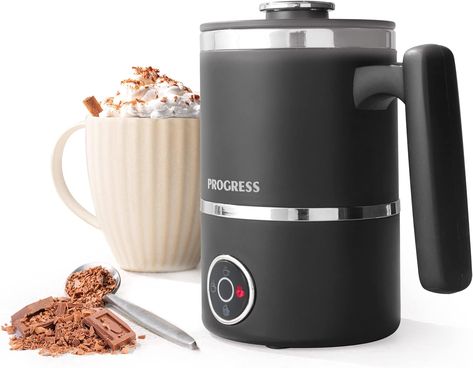 Progress EK5133P Automatic Milk Frother – Chocoluxe 4-in-1 Hot Chocolate Maker, 300ml/150ml, Hot & Cold Milk Heater & Foamer, Melt Chocolate Flakes, Built-in Frothing Whisk for Cafe Latte, Cappuccino Hot Chocolate Maker, Delicious Hot Chocolate, Chocolate Maker, Espresso Makers, Cafe Latte, Plant Based Milk, Milk Frother, Melting Chocolate, Bread Crumbs